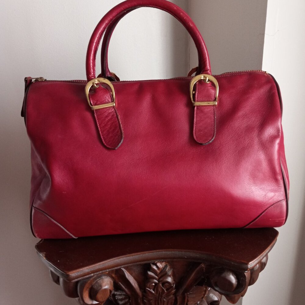 Classic Red Leather Satchel Handbag